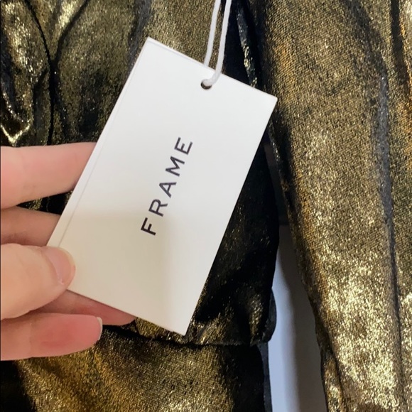 FRAME Gold/Bronze Metallic Smocked Women's Top XS - Picture 5 of 7